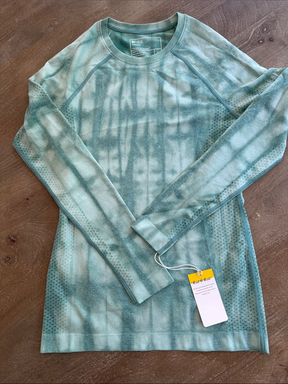 FIGS Tie-Dye Salta Long Sleeve Underscrub in Seafoam Green